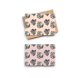Monstera Blatt Grußkarten Set, Grußkarten für Pflanzenliebhaber, 6er Set leere Grußkarten, Monstera Blatt Liebhaber Grußkarten Set.
