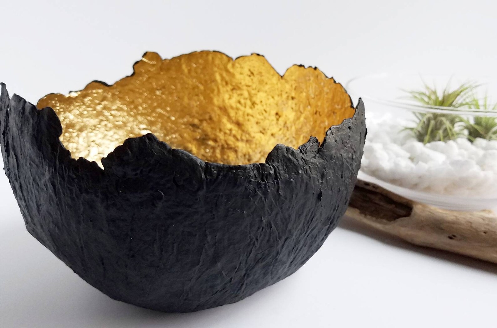 Unique black and gold paper pulp bowl 100 recycled paper Etsy