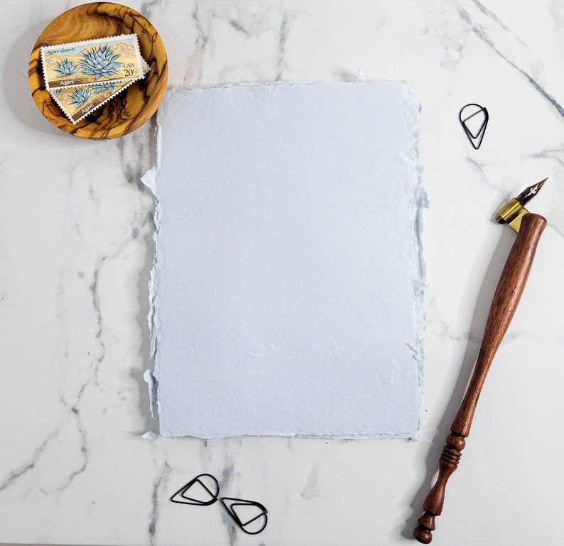 Light Blue Handmade Paper Sheets 5 X 7 Inch Paper Sheets Etsy