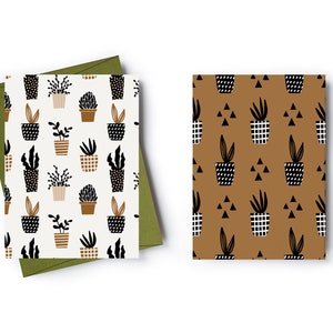 Juego de tarjetas con motivos de cactus, juego de tarjetas con motivos de plantas de interior, juego de 6 tarjetas en blanco, juego de tarjetas con motivos para amantes de las plantas.
