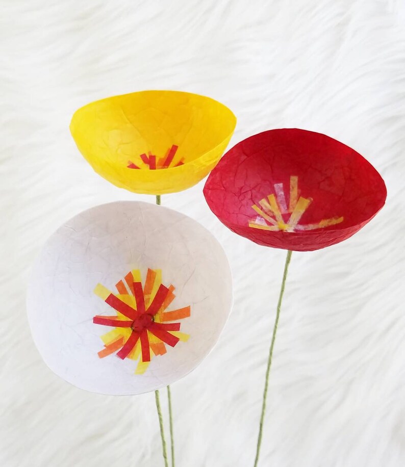 Single stem paper mâché flowers unique flowers artificial Etsy