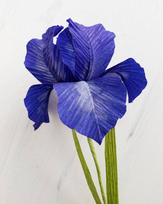 dark purple crepe paper iris single stem iris artificial flower wedding flowers paper iris flower