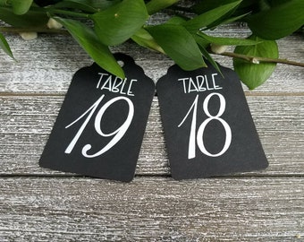 Wedding table number tags, bridal shower, baby shower, fundraiser table number tags, rustic table numbers, outdoor wedding, handlettered tag