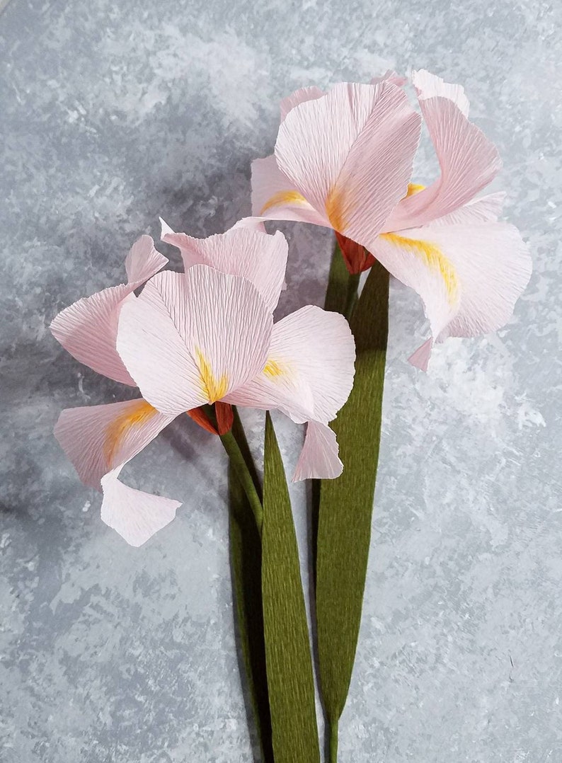 Crepe Paper Iris Single Stem Iris Artificial Flower Wedding Etsy