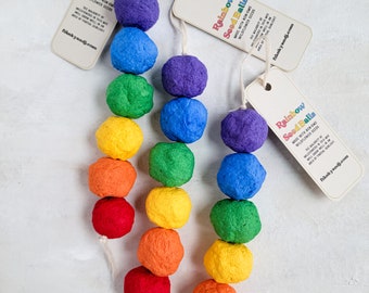 Rainbow seed balls, recycled paper seed balls, great gift, plant lover, seed ball favors, great for Earth Day.