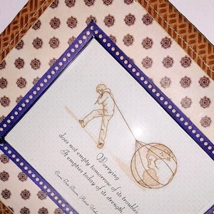 Worrying framed gift-Gift for worrier-Great boy gift-Stressed teen gift-Good dorm decor- New job gift-Nervousness help gift-Brown Navy frame