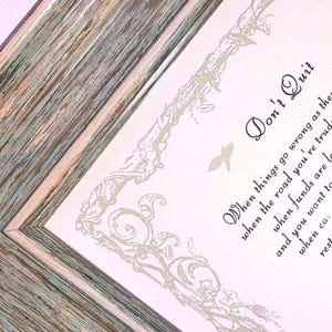 Don&#39;t Quit Poem Print: Encouragement Gift in Distressed Wood Frame