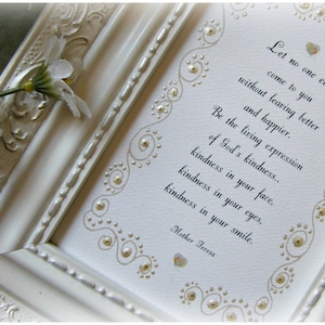 Let No One Ever Come To You Without..Mother Teresa frame- Inspiring framed Kindness quote-Kindness verse feminine gift- Family guidance gift