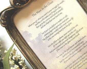 The Man/Woman In The Glass mirror frame- The man in the mirror poem framed- Honesty with self gift- Good graduation gift for teen- Integrity