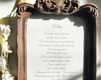 I Am the Wind poem - Sympathy Gift Framed Print - Death of loved one remembrance