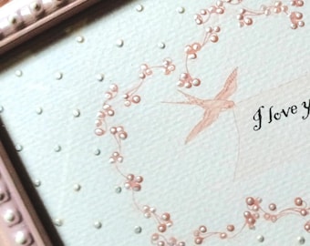 I Love You Frame - Message from God - Rosegold Dove, - Pearlized Finish (5"x7")
