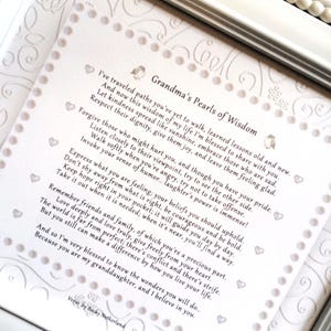 Grandma's Pearls of Wisdom frame-Grandma gift to granddaughter-Grandma's life lessons gift-Granddaughter heirloom keepsake gift from Grandma