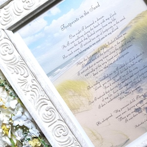 Footprints in the Sand Poem Framed  -  Comforting Gift for Tough Times - Doubting God reassurance