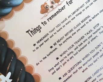 SCHOOL REMINDERS with Puppy Illustration – Classroom Decor