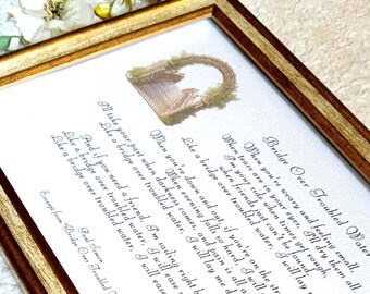 Bridge Over Troubled Water framed print - Comforting Friendship Gift - Paul Simon lyrics framed