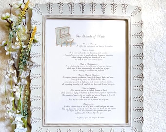 Music Lover Gift -Framed Art Print - The Miracle of Music - Upright piano