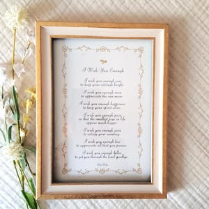 Poema "Desejo-te o Suficiente" - Presente de Formatura emoldurado, Lembrança Significativa