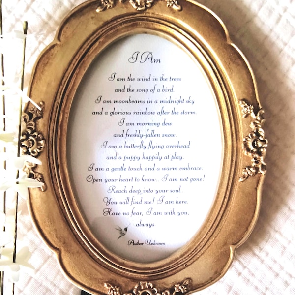 Ich bin der Wind-Gedenkgeschenk - Gedicht im goldenen Blumenrahmen - Feier des Lebensandenkens
