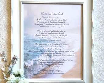 Footprints in the Sand Poem Framed  -  Comforting Gift for Tough Times - Doubting God reassurance
