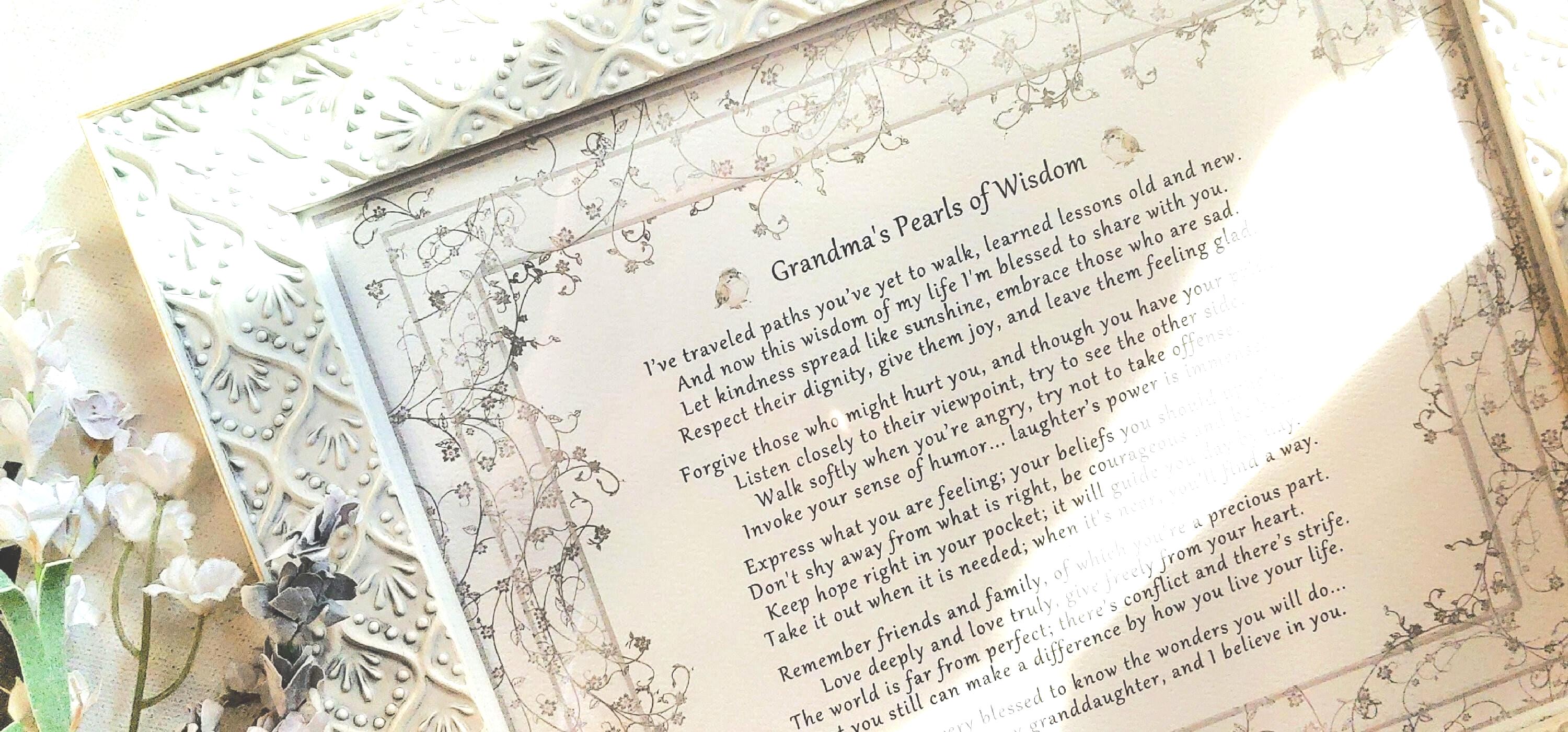 Kleindochtercadeau: gedicht oma's Pearls of Wisdom - ingelijst: 8 x 10 inch