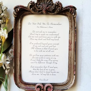 Alzheimer's Poem in Distressed Wood Frame: Dementia Care Gift