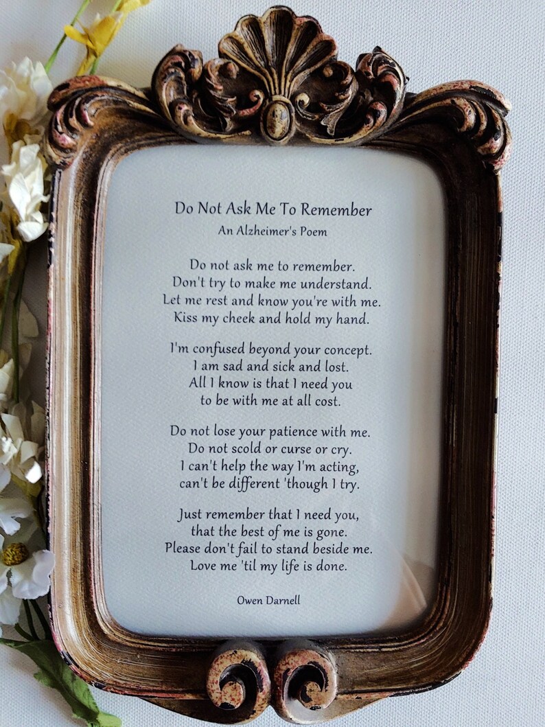 DO NOT ASK Me to Remember an Alzheimer's Poem Dementia - Etsy UK