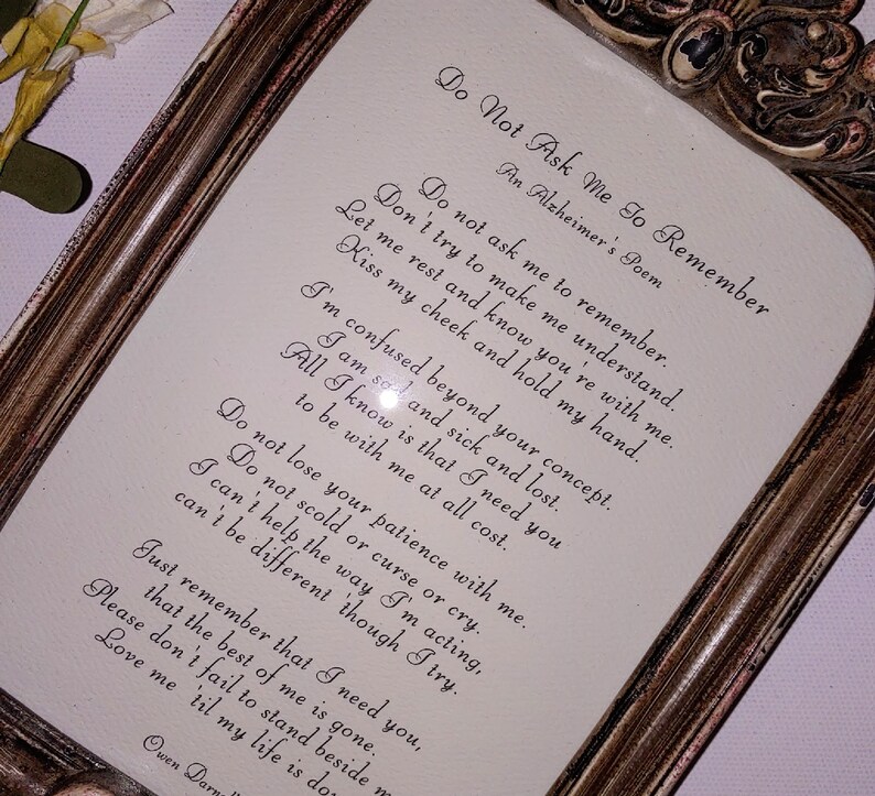 DO NOT ASK Me to Remember an Alzheimer's Poem Dementia - Etsy