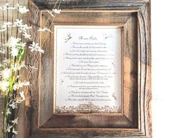 Family Rules Barnwood Frame: Rustic Home Decor, Inspirational Wall Art