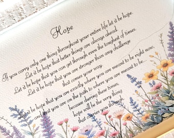 Hope Framed Gift - Encouragement for Tough Times - Wildflower print