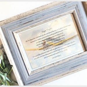 High Flight frame-Vintage vliegtuig ingelijst gedicht-High Flight aquarel ingelijst gedicht-Airman cadeau-J.G.Magee High Flight gedicht-zinvol piloot cadeau