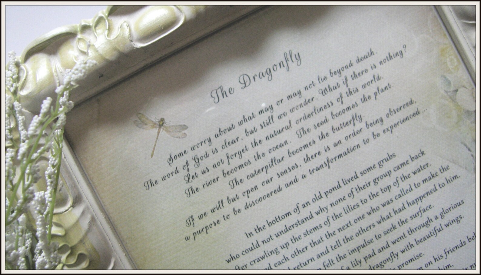 THE DRAGONFLY framed story on death dying Sympathy gift | Etsy