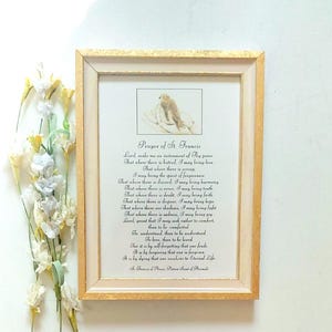 Prayer of St. Francis print - Cream & Gold Leaf Frame - Daily devotion framed gift