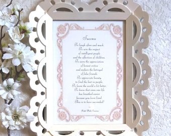 Success - Emerson Quote Framed Print – Trellis Frame - Graduation Gift
