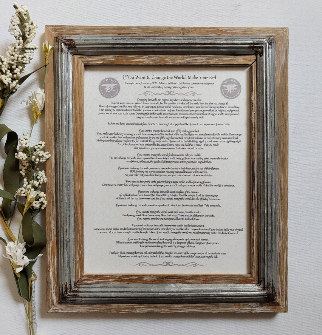 Navy SEAL Wall Art Veteran Quote Wall Art Change the World Wall Art