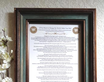 Make Your Bed Framed Navy SEAL Speech, Graduation Gift