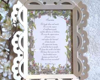Success - Emerson Quote Framed Print – Trellis Frame - Graduation Gift