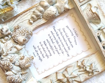Child's Morning Prayer Frame - Storybook picture frame - Unique bears books pinwheels framed prayer