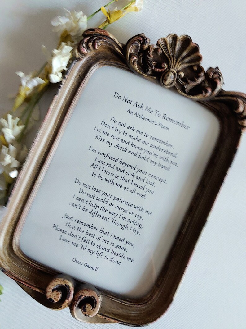 DO NOT ASK Me to Remember an Alzheimer's Poem Dementia - Etsy UK