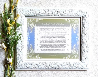 Grandma's Pearls of Wisdom poem - Granddaughter heirloom gift - Framed keepsake for grandaughter