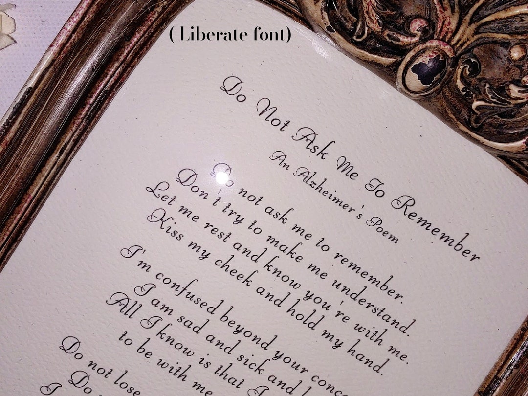 DO NOT ASK Me to Remember an Alzheimer's Poem Dementia - Etsy