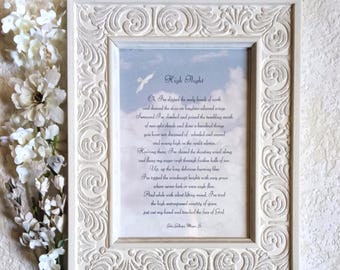 High Flight Poem framed - Pilot Gift in carved scroll frame - John Gillespie Magee Jr