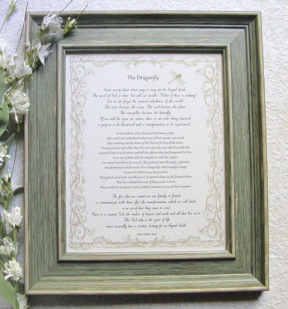 THE DRAGONFLY Story Framed Verse on Death Dying Sympathy - Etsy UK