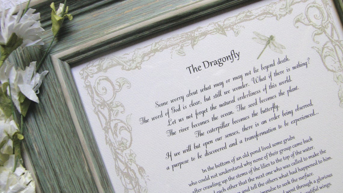 THE DRAGONFLY Story Framed Verse On Death Dying Sympathy Etsy the-dragonfly-story-framed-verse-on-death-dying-sympathy-etsy