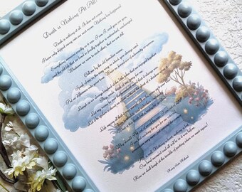 Death Is Nothing At All! - Memorial Frame with Stairway to Heaven Print – Comforting Poem Art