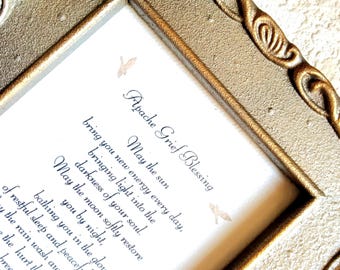 Apache Grief Blessing Framed Print - Comfort After Loss Gift - Unique cement-like texture frame