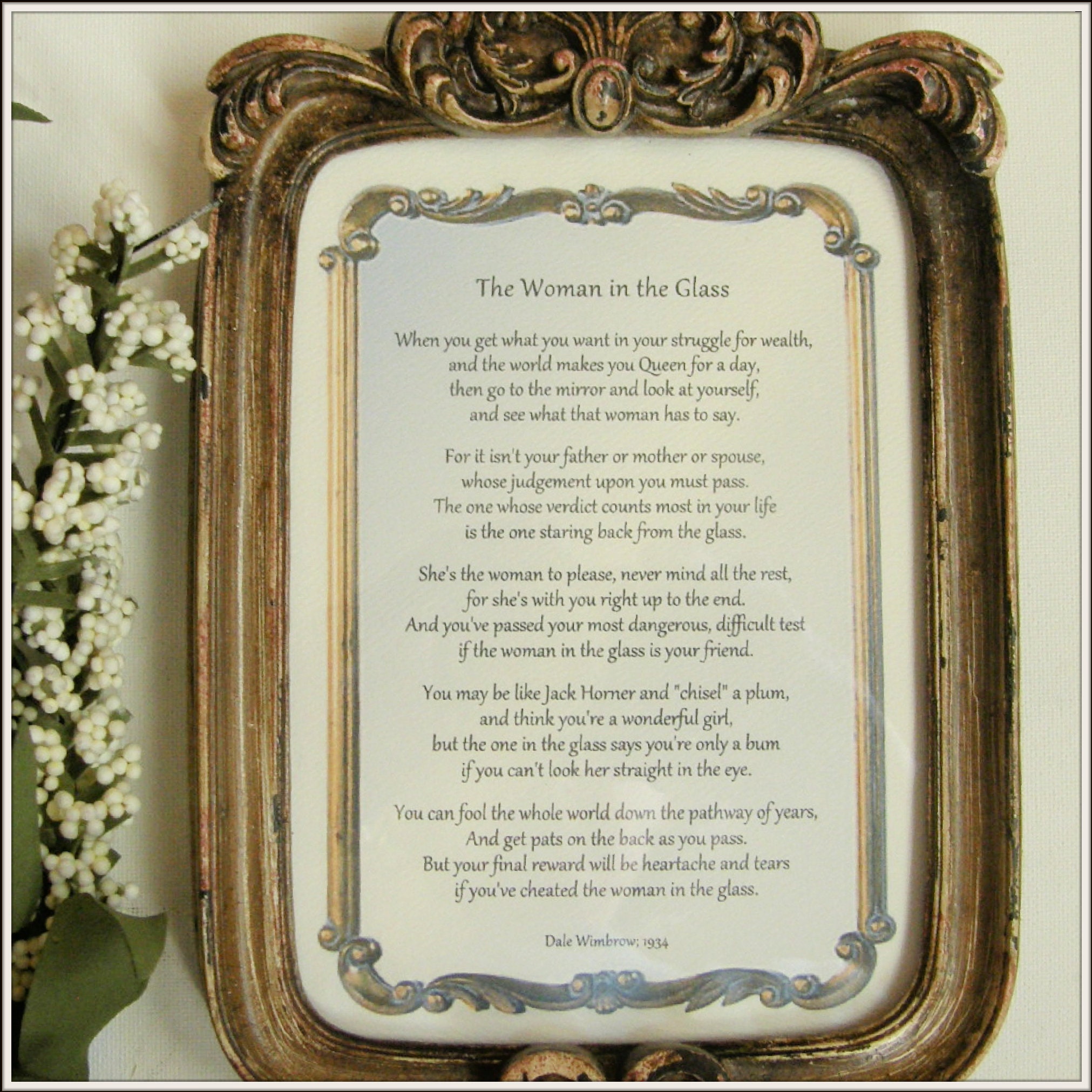 The Woman in the Glass poem Dale Wimbrow poem The man in Etsy
