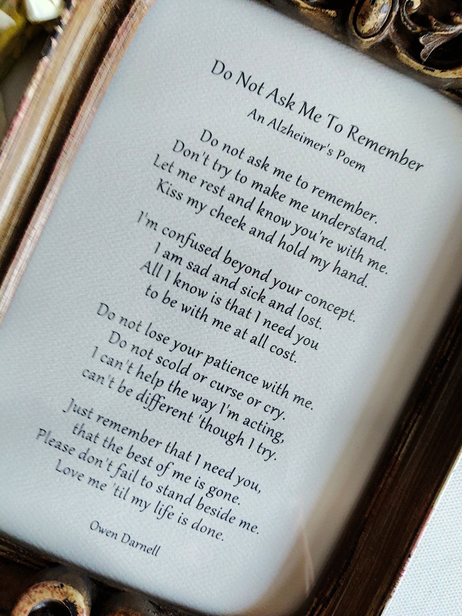 DO NOT ASK Me to Remember an Alzheimer's Poem Dementia - Etsy UK