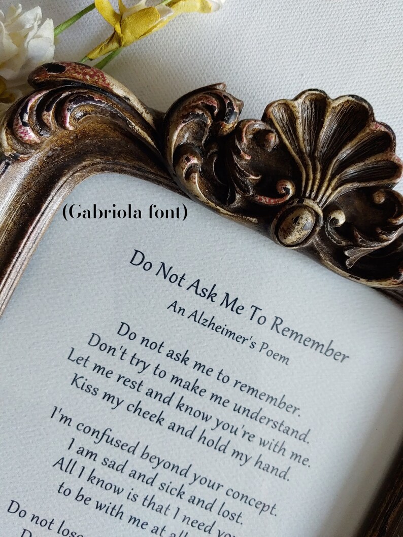 DO NOT ASK Me to Remember an Alzheimer's Poem Dementia - Etsy UK