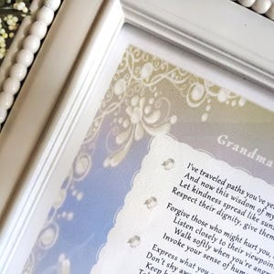 Grandma&#39;s Pearls Of Wisdom framed verse-Meaningful gift to granddaughter-Special gift to granddaughter-Grandma&#39;s life lessons gift of love