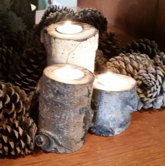 Aspen tea light or candle center piece | Etsy